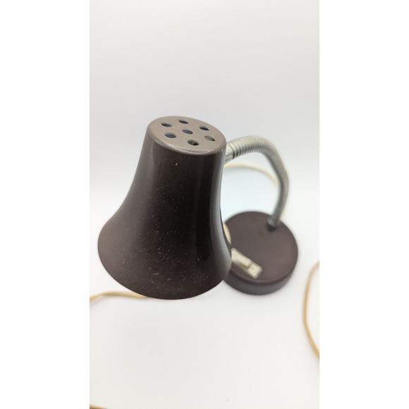 Vintage Brown Metal Gooseneck Desk Lamp Mid Century Modern Adjustable  Light - Picture 3 of 9